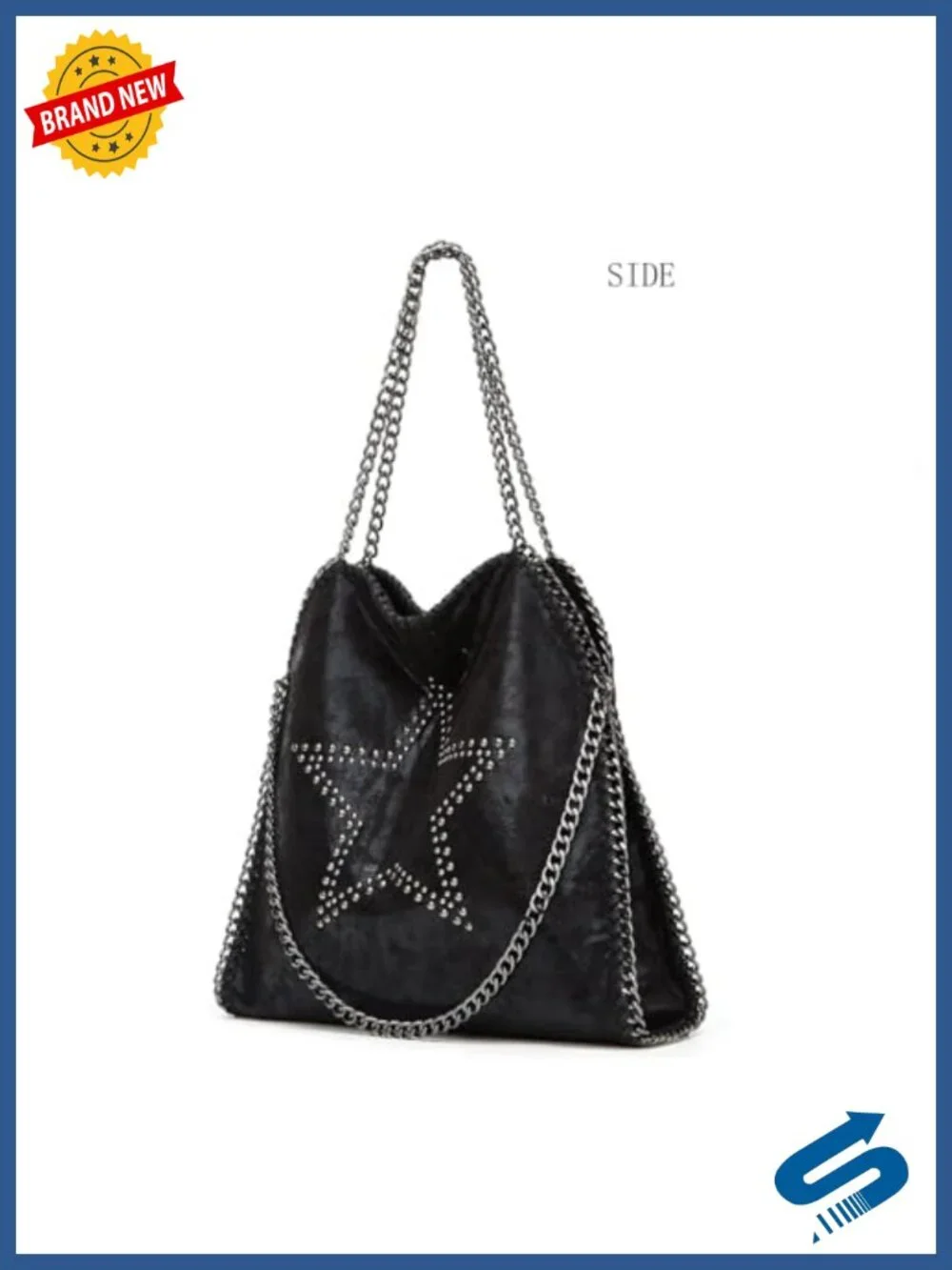 Faux Leather Oversized Slouchy Chain Hobo Shoulder Bag Tote
